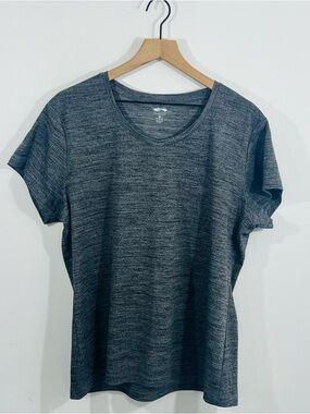 Cascade Sport Short Sleeve Pullover V Neck Casual Heathered Gray Tee Workout XXL